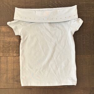 Off-Shoulder Light Blue Top with Studs Zara